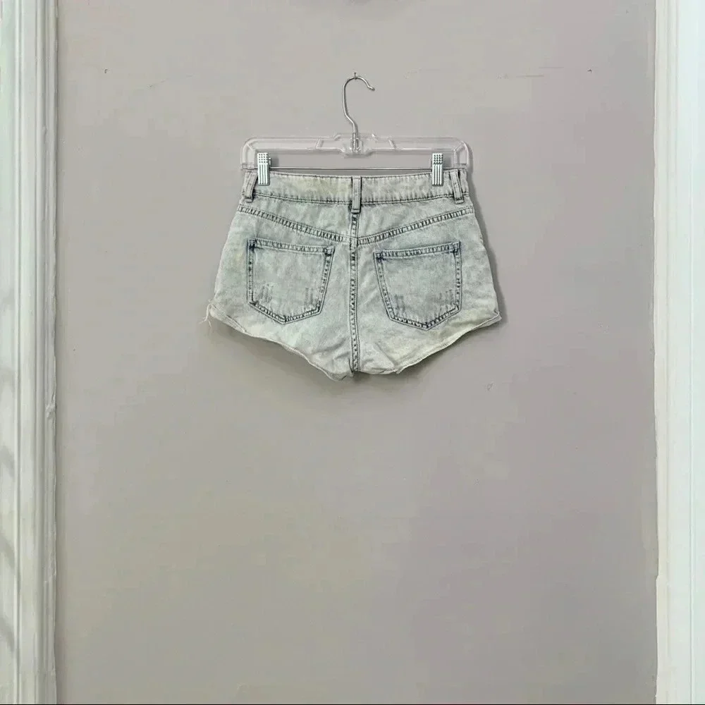 Hi Rise Topshop Distressed Denim Hallie Shorts